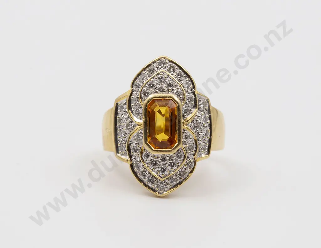 14ct 45stone Yellow Sapphire and Diamond Dress Ring Image 1++