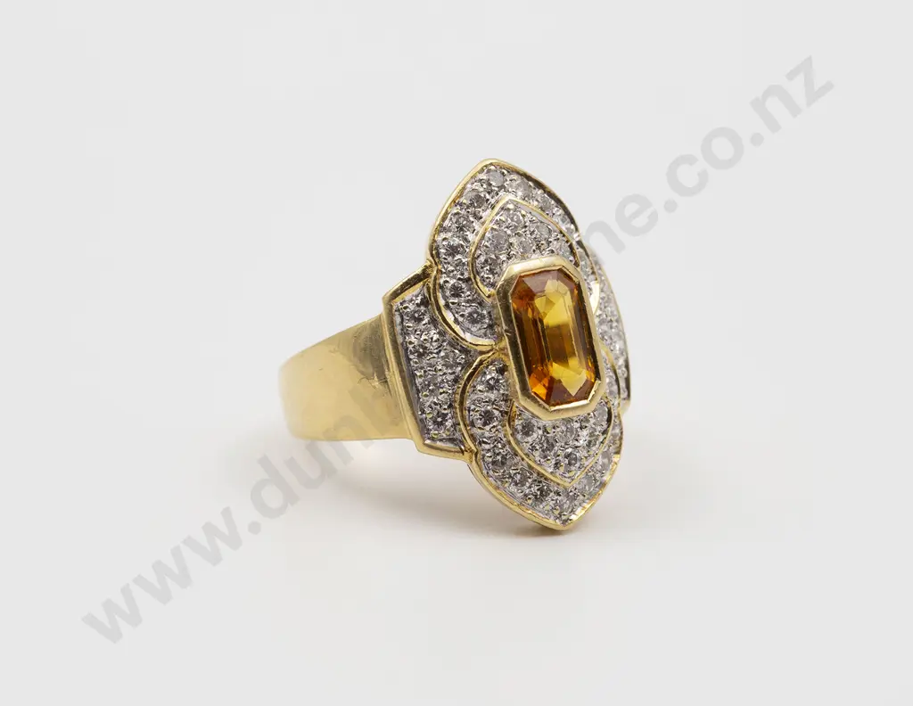 14ct 45stone Yellow Sapphire and Diamond Dress Ring Image 1++