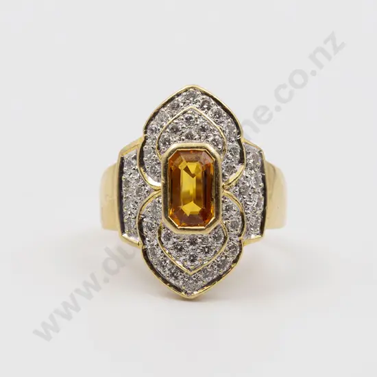 14ct 45stone Yellow Sapphire and Diamond Dress Ring