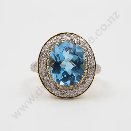 18ct 79stone Topaz and Diamond Cluster Ring