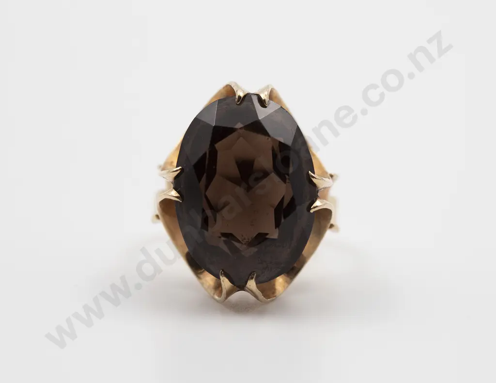9ct Large Single Smokey Quartz Dress Ring Image 1++