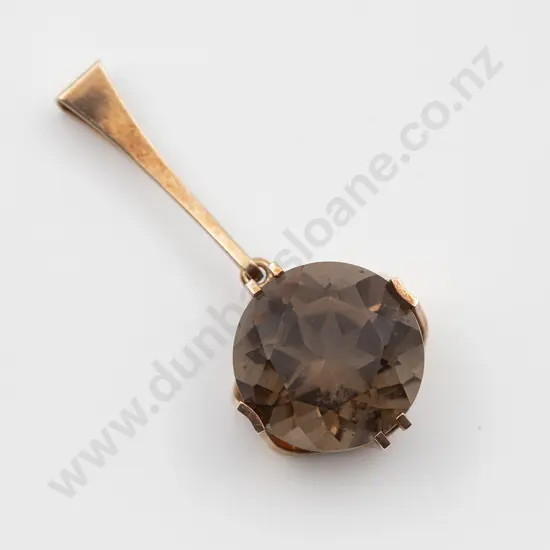 9ct Large Single Smokey Quartz Pendant