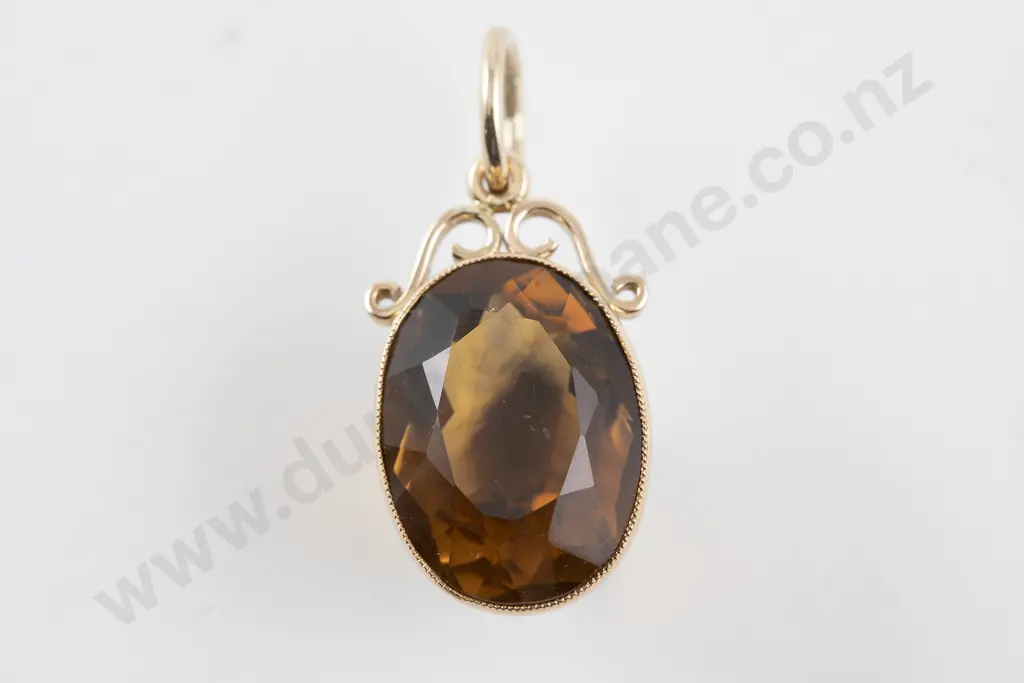 9ct Single Smokey Quartz Pendant Image 1++