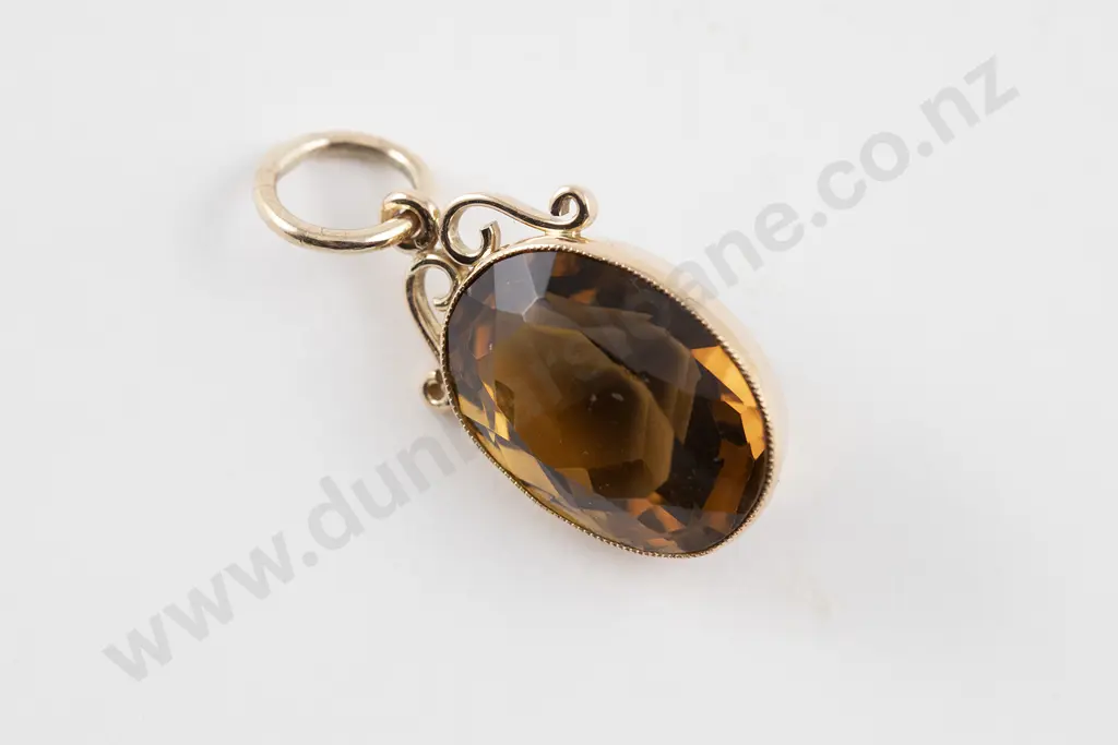 9ct Single Smokey Quartz Pendant Image 1++