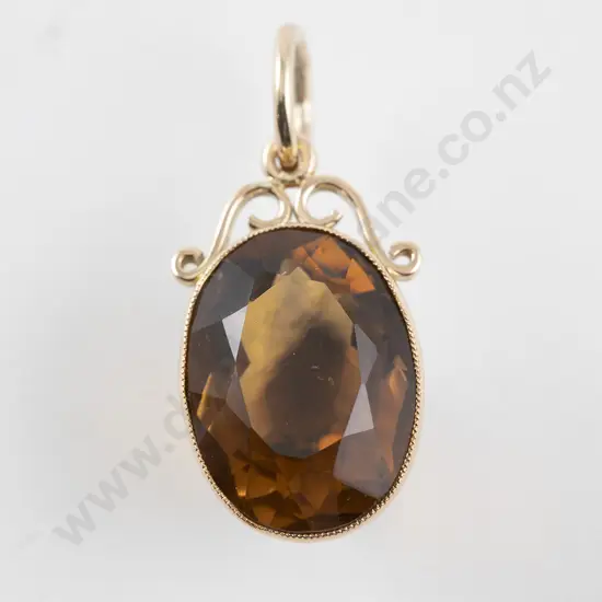 9ct Single Smokey Quartz Pendant