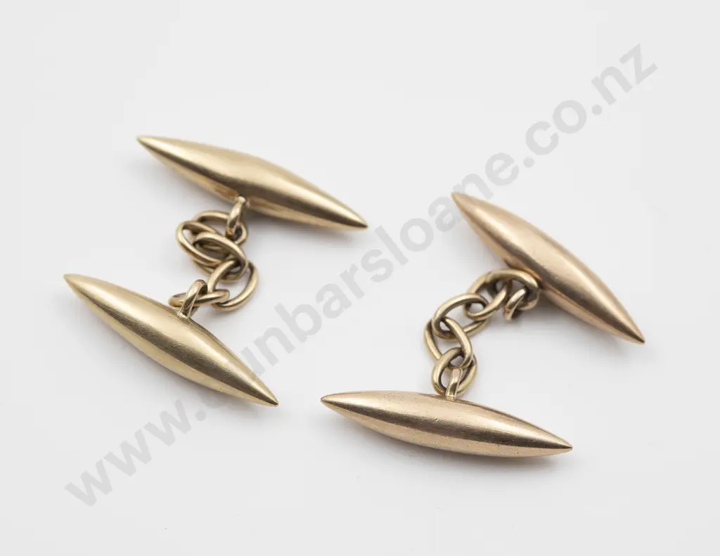 Pair 14ct Lozenge Cuff Links Image 1++