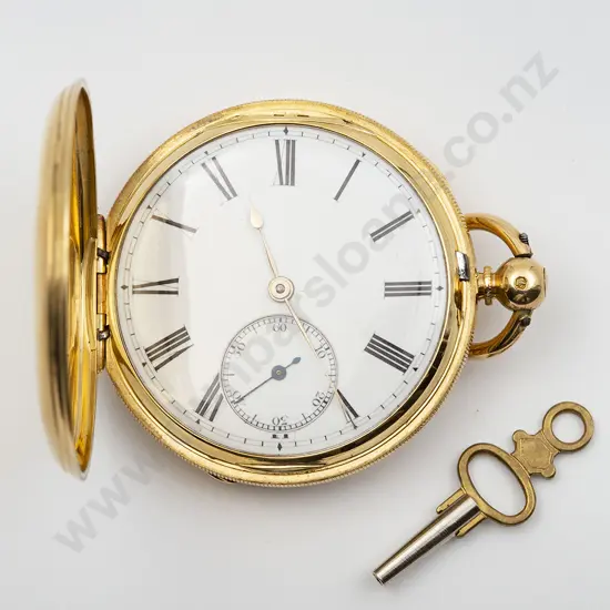 18ct Hunter Cased Key Wind Pocket Watch