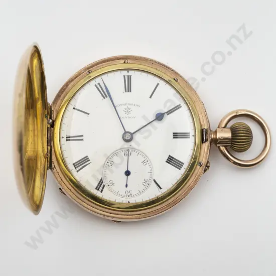 Rotherhams 9ct Hunter Cased Lever Wind Pocket Watch