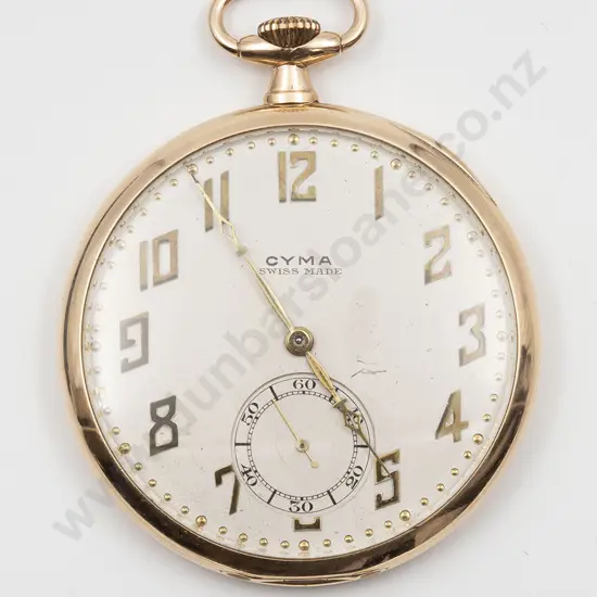 Original Boxed Cyma 9ct Open Face Lever Wind Pocket Watch