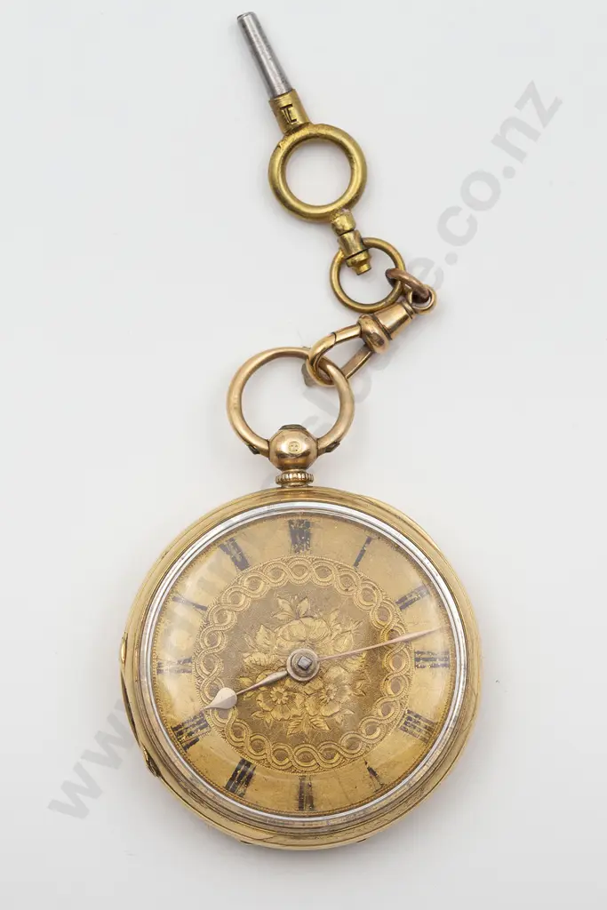 18ct Open Face Key Wind Small Pocket Watch Image 1++
