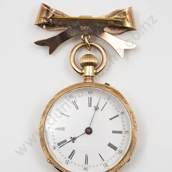 14ct Open Face Lever Wind Small Pocket Watch