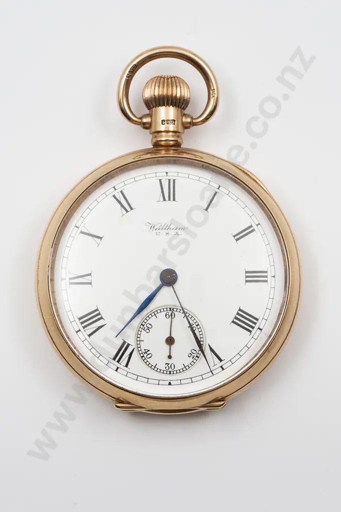 Waltham U.S.A. 9ct Cased Open Face Lever Wind Pocket Watch Image 1++