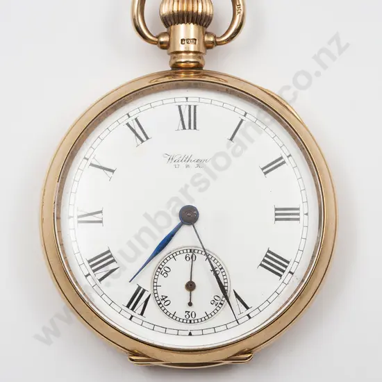 Waltham U.S.A. 9ct Cased Open Face Lever Wind Pocket Watch