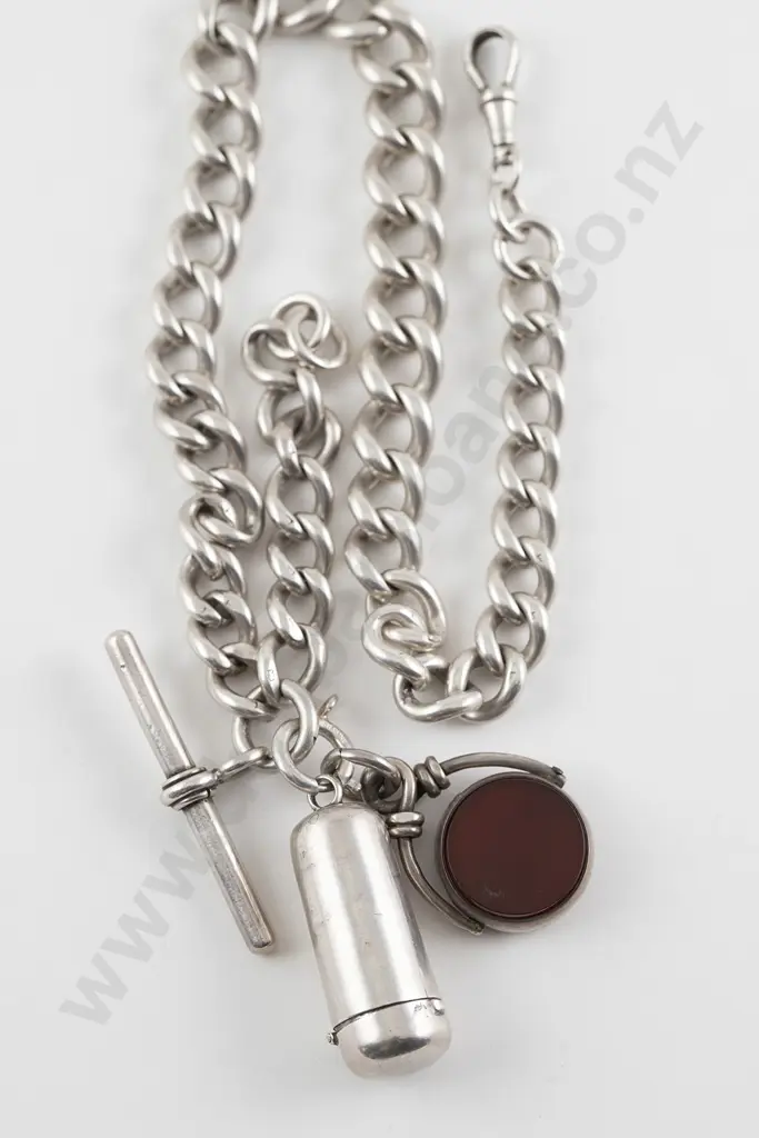 Victorian Heavy S/S Slightly Graduated Curb Link Albert Chain Image 1++
