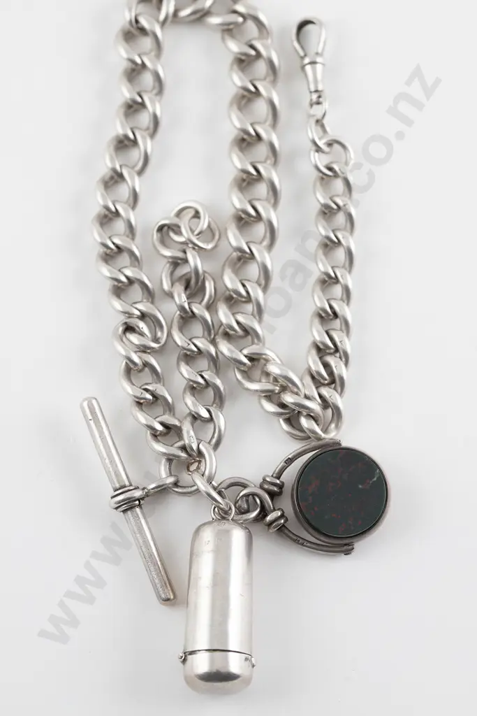 Victorian Heavy S/S Slightly Graduated Curb Link Albert Chain Image 1++