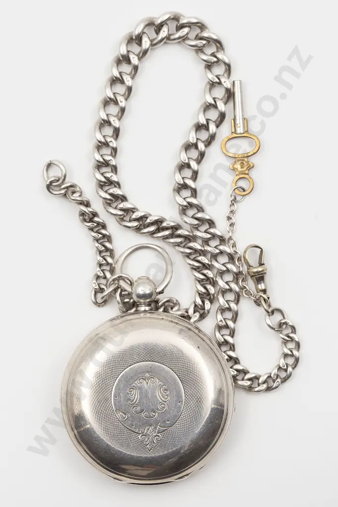 S/S Hunter Cased Key Wind Pocket Watch Image 1++