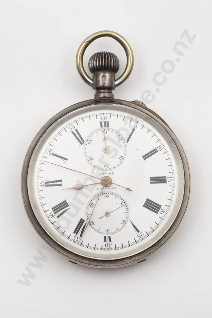 Longines .925 Silver Open Face Lever Wind Chronograph Image 1++