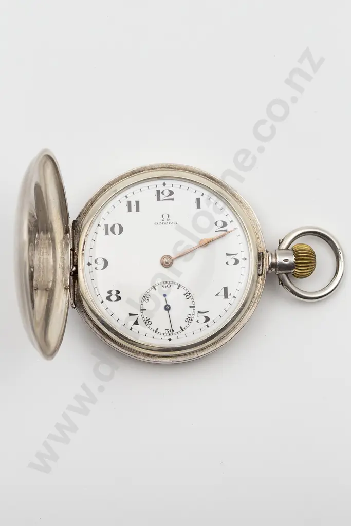 Omega .925 Silver Hunter Cased Lever Wind Pocket Watch Image 1++