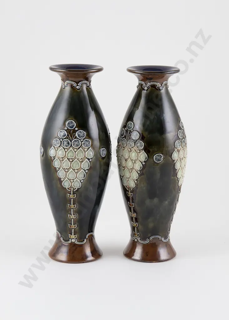 Pair Doulton Stoneware Vases Image 1++