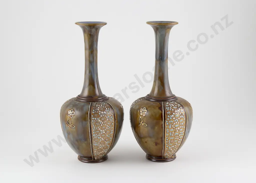 Pair Doulton Stoneware Specimen Vases Image 1++