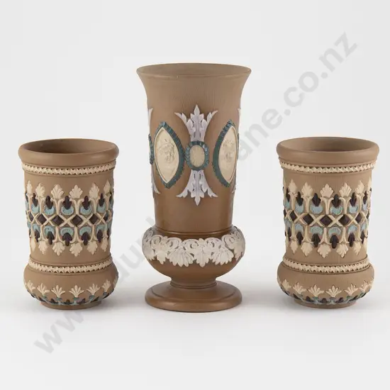 Doulton Early C20th Silicon Stoneware Vase and Pair Vases