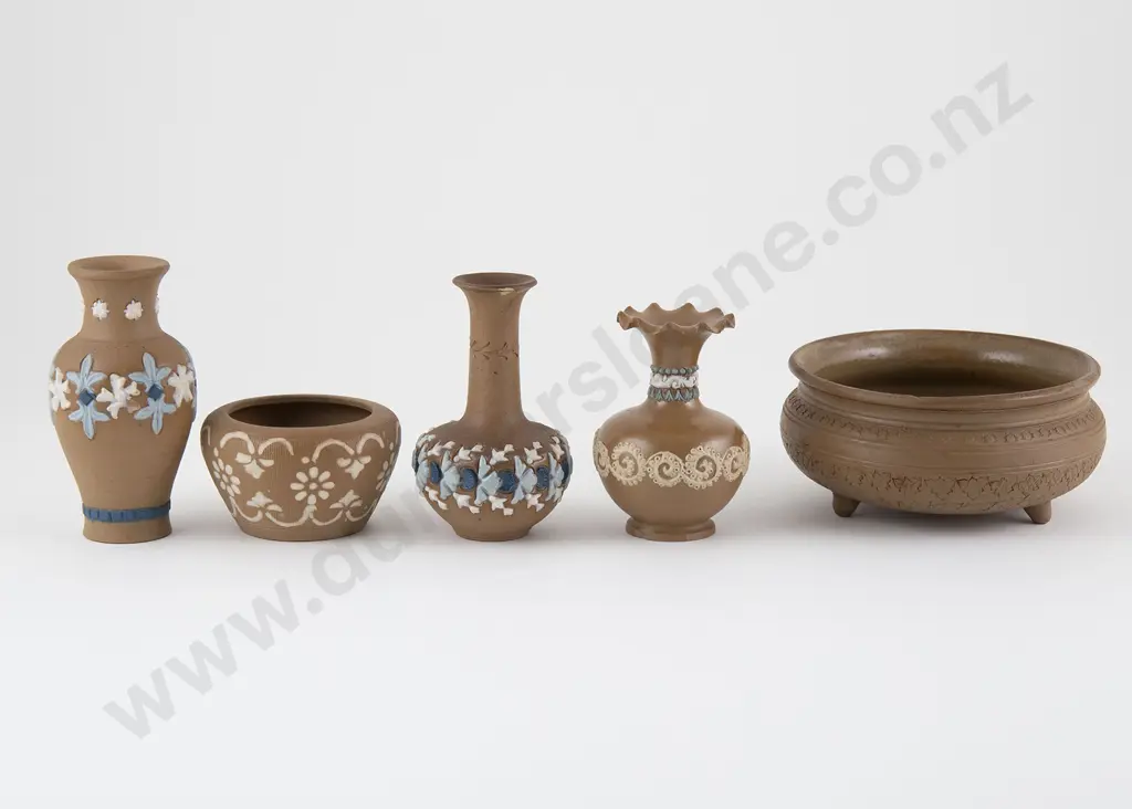 Three Miniature Doulton Early C20th Silicon Stoneware Vases Image 1++
