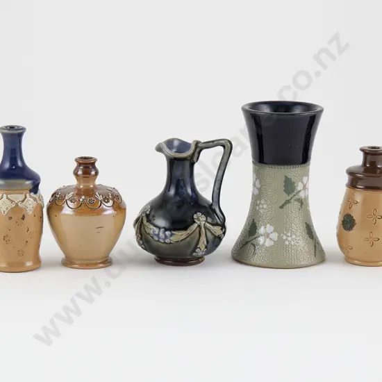 Four Miniature Doulton Stoneware Pots