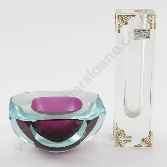 Mandruzzato Murano Clear Encased Glass Vase