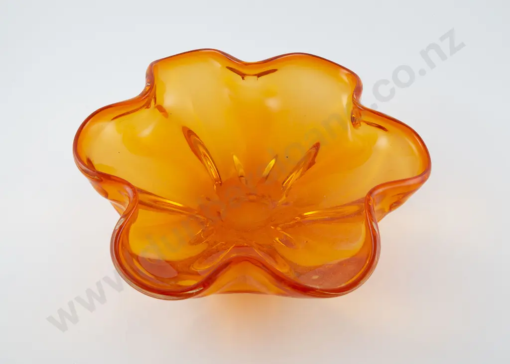 Murano Amber Glass Table Bowl Image 1++