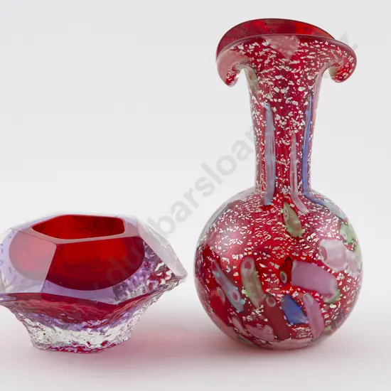Labelled Formia Murano Red Specimen Vase