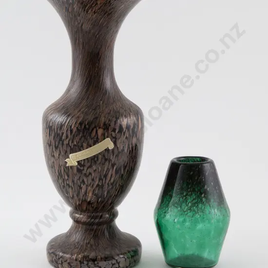 Labelled Murano Italy Avventurina Glass Vase