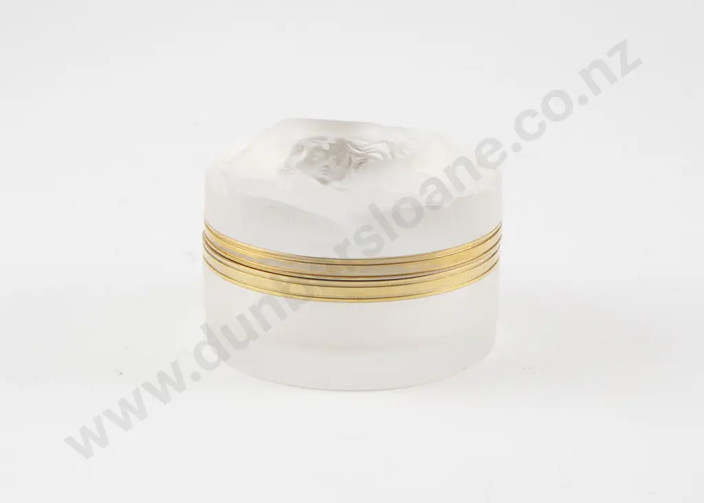 Lalique "Daphne" Crystal & Gilt Metal Powder Bowl Image 1++