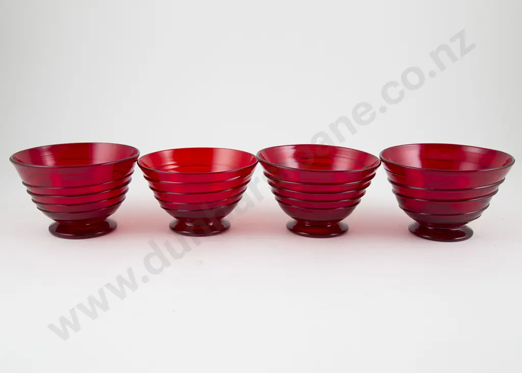 Four Whitefriars Ruby Red Dessert Dishes Image 1++