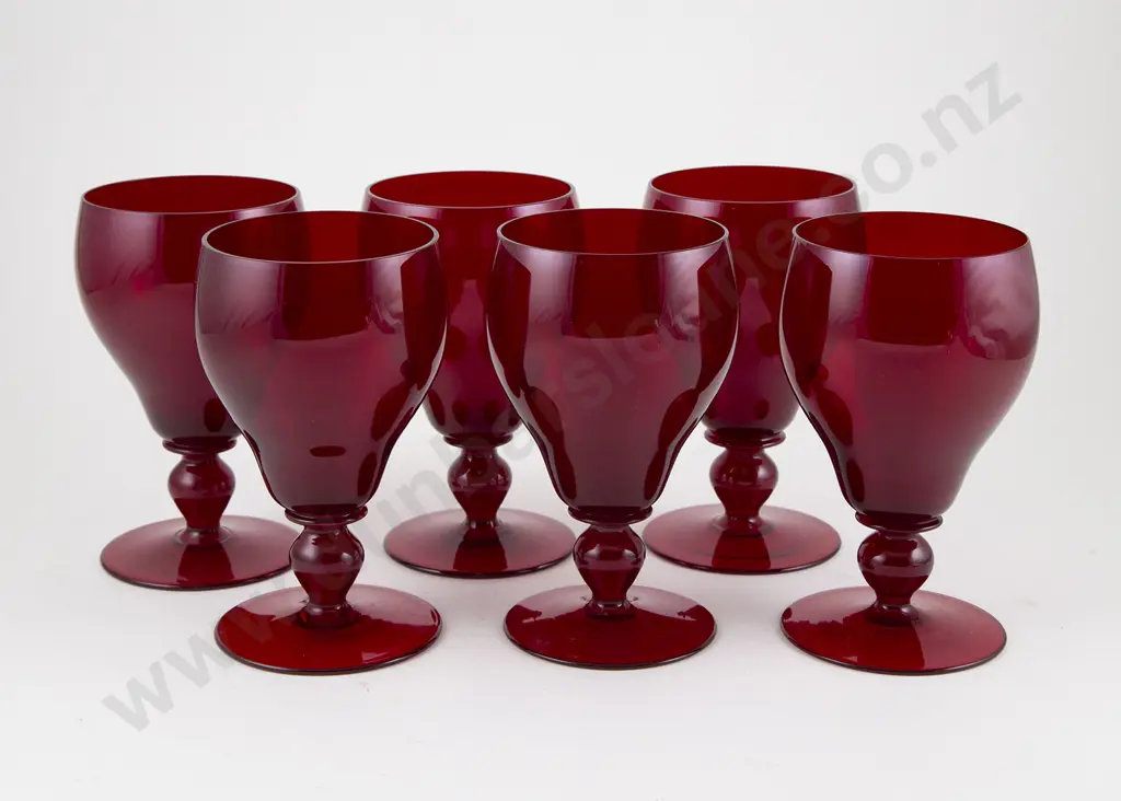 Set Of Six Ruby Red Glass Rummers Image 1++