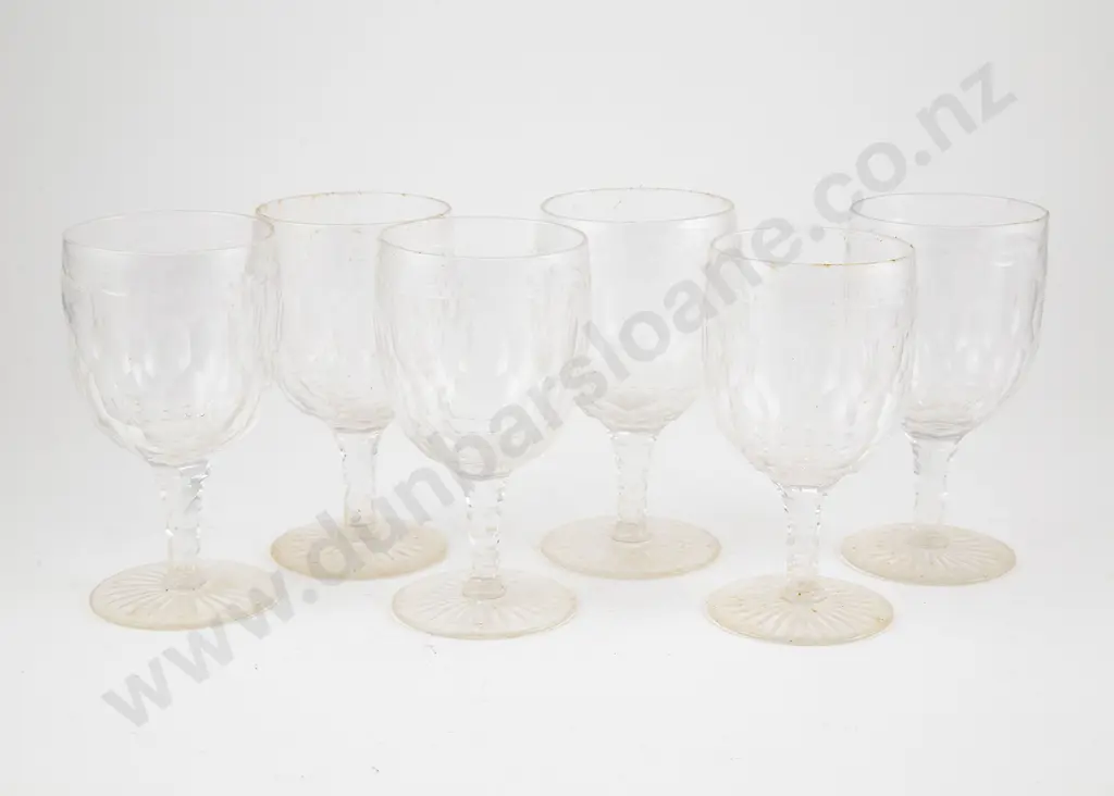 Set SIx Early C20th Fine Glass Red Wine Glasses Image 1++