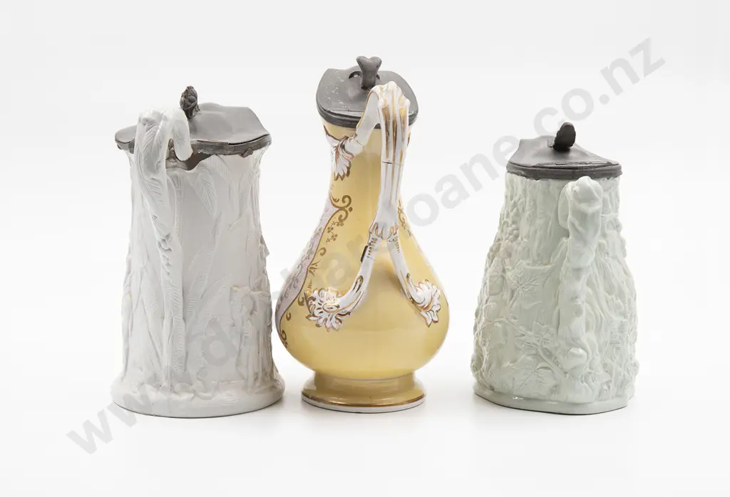 Three Victorian Staffordshire Ale Jugs Image 1++