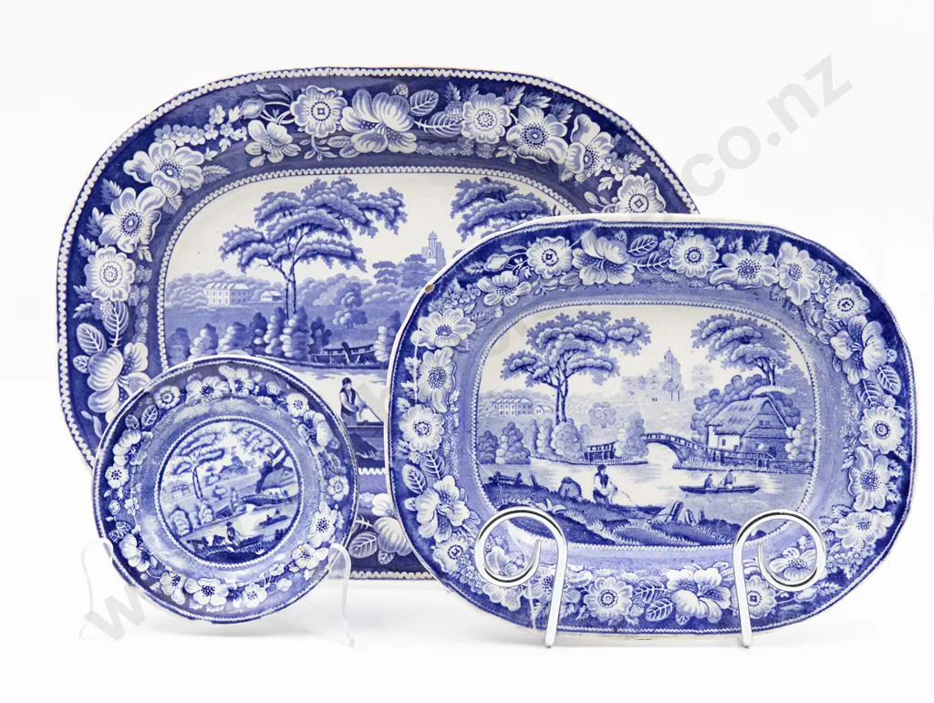 Victorian Staffordshire B&W Ashets Image 1++