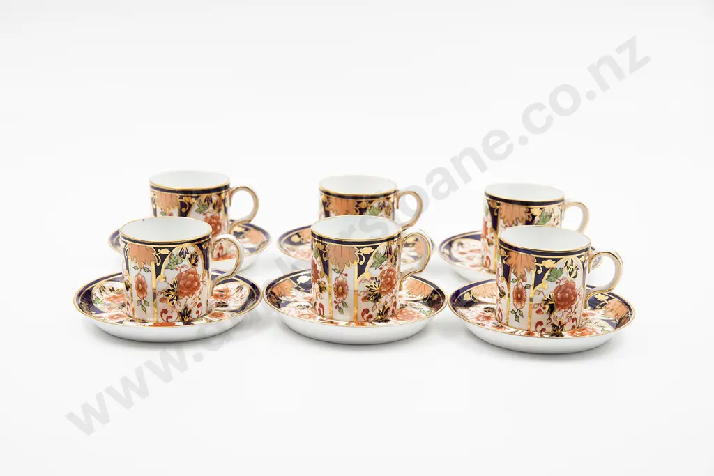 Six Royal Crown Derby Demi-Tasse Coffee Cup and Saucers Image 1++