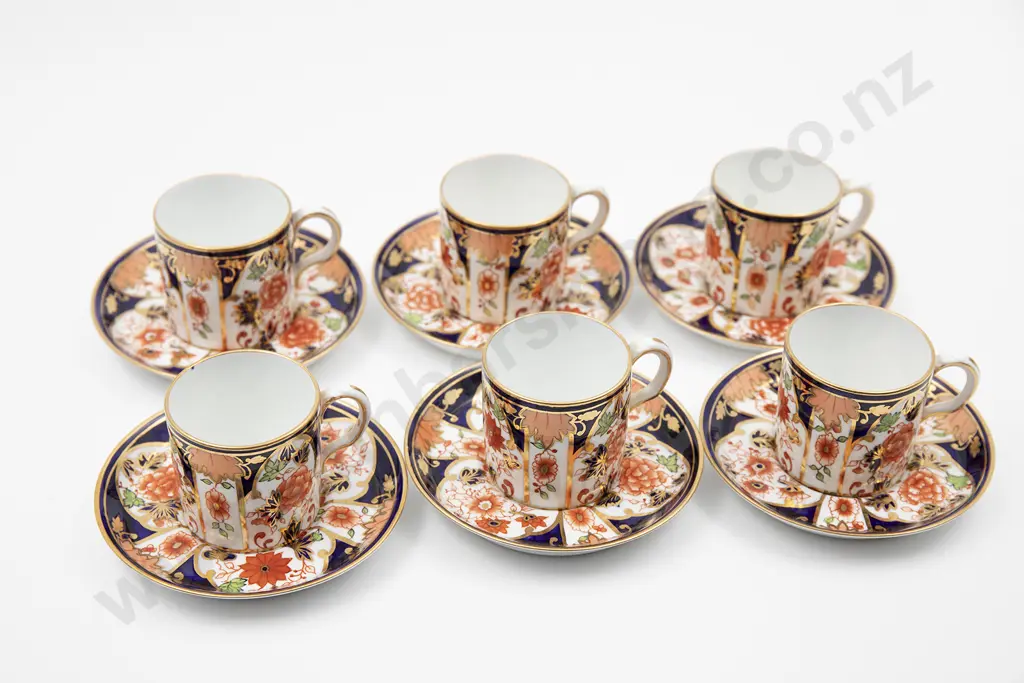 Six Royal Crown Derby Demi-Tasse Coffee Cup and Saucers Image 1++