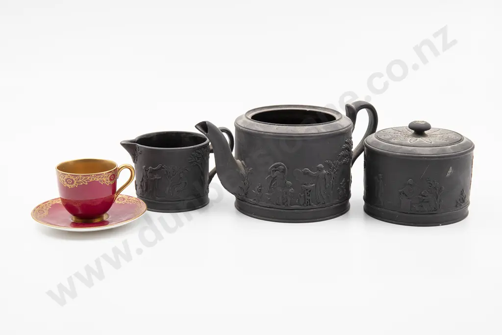 Wedgwood Basalt 3pce Teaset Image 1++
