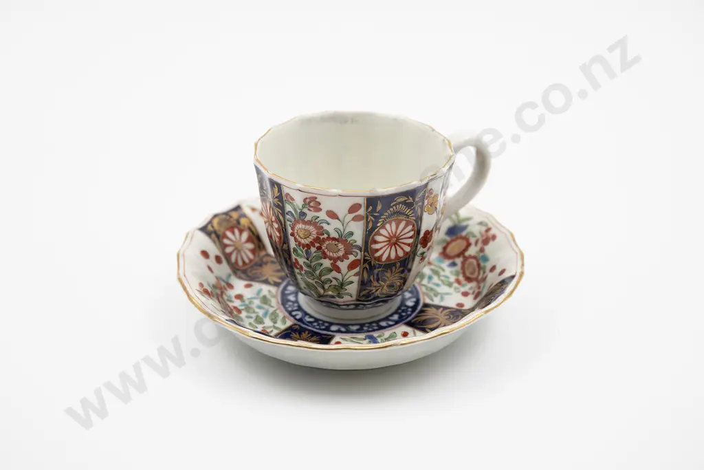 C1775 First Period Worcester Coffee Cup and Saucer Image 1++