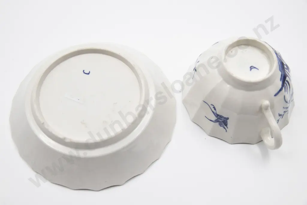 C1775 First Period Worcester Tea Cup and Saucer Image 1++