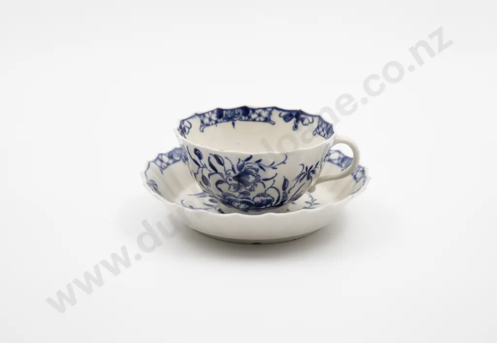 C1775 First Period Worcester Tea Cup and Saucer Image 1++