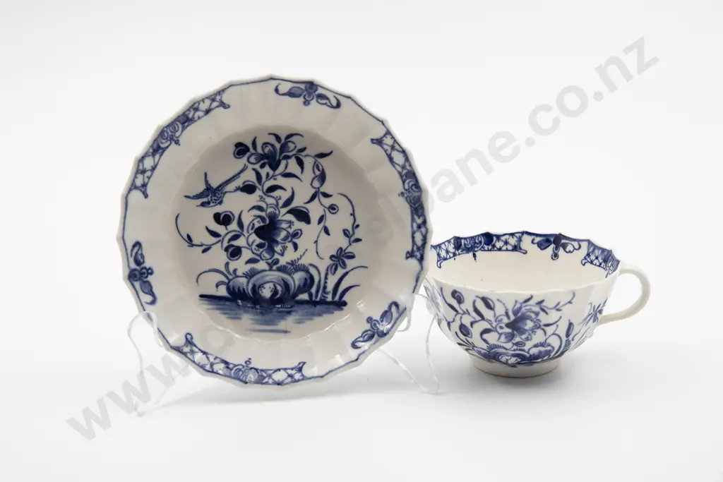 C1775 First Period Worcester Tea Cup and Saucer Image 1++