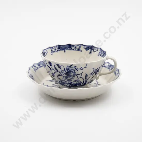 C1775 First Period Worcester Tea Cup and Saucer