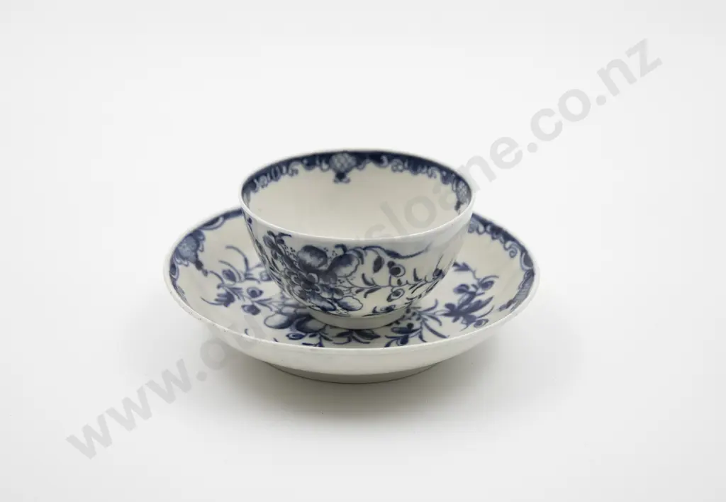 C1775 First Period Worcester Tea Bowl and Saucer Image 1++
