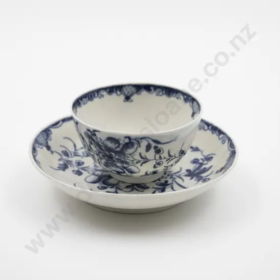 C1775 First Period Worcester Tea Bowl and Saucer