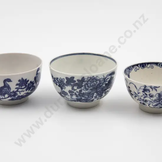 C1775 First Period Worcester Three Tea Bowls