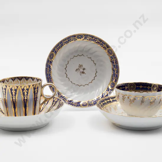 C1790 Chamberlains Worcester Tea Bowl and Two Saucers