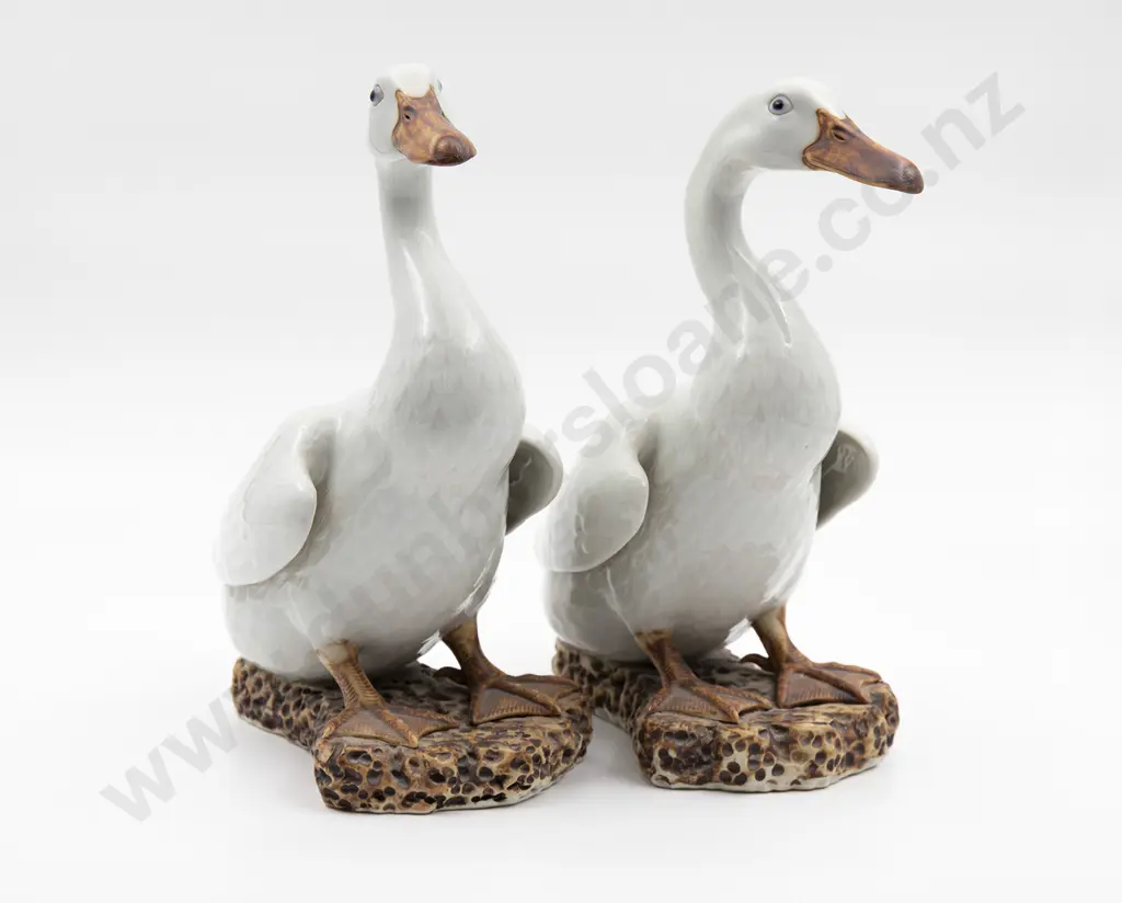 Pair Chinese Porcelain White Ducks Image 1++